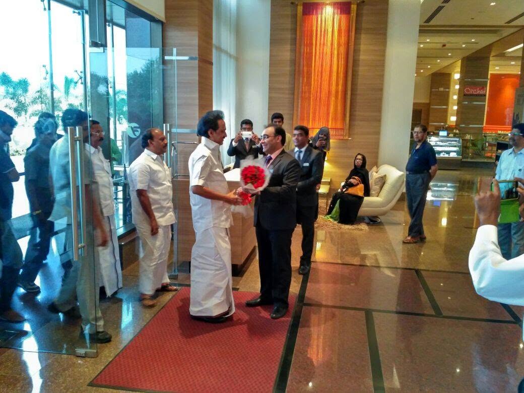 Welcoming Former CM of Tamil Nadu, Shri M K Stalin